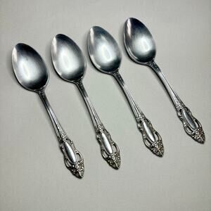 United Silver Co Artistic Rose Place/Oval Soup Spoon Stainless 4pcs Pierced
